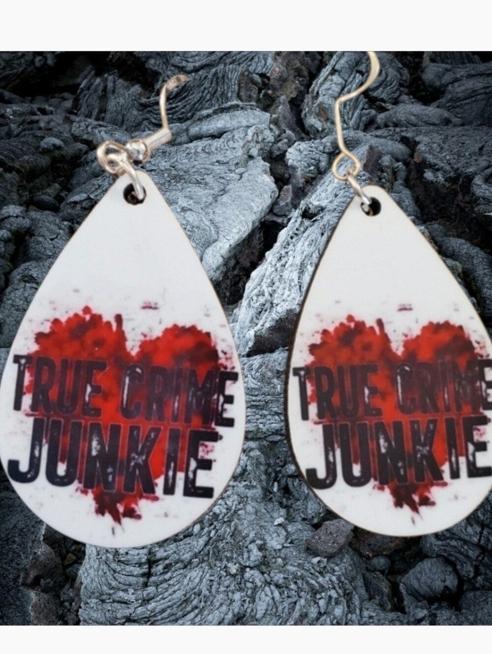 True Crime Junkie Teardrop Earrings